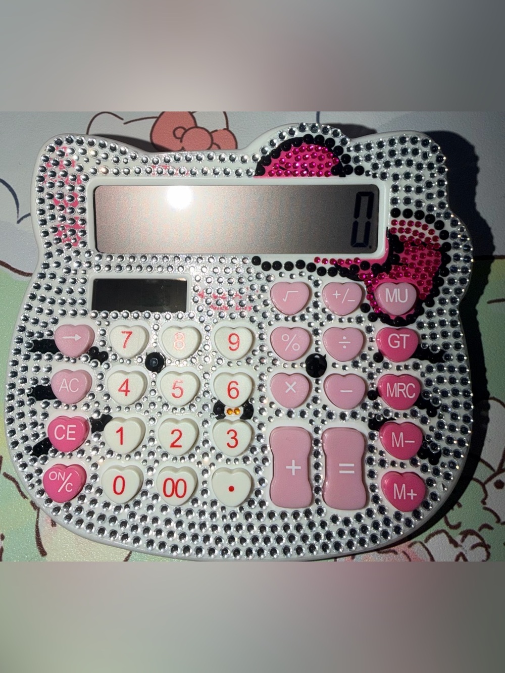 🎀NIB Pink Rhinestone Hello Kitty Style Calculator